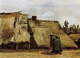 Cottage with Woman Digging by Vincent van Gogh